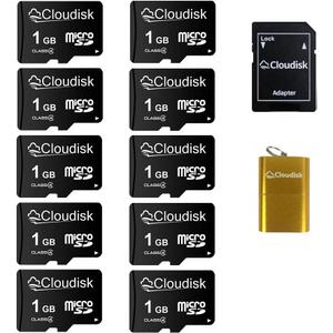 Pack of 10 Micro SD Card 1GB Flash Memory Card C4 with SD Adapter, Card Reader (1GB)