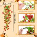 2 x 4PCS Fall Artificial Hanging Flowers Plants Decorations for Outdoor Faux Silk Daisy Mums Home Indoor Porch Patio Wall Balcony Yard Decor