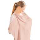 Konssy Muslin Nursing Cover for Baby Breastfeeding, Breathable 100% Cotton Breastfeeding Cover with Rigid Hoop for Mother Nursing Apron, Multi-use Carseat Canopy (Pink)