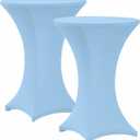 Cocktail Table Covers - 2 Pack 32x43 Inch Table Cloth - Light Blue Fitted Stretch Spandex Round High Top Tablecloth for Party, Bar, Birthday, Pub, Banquet