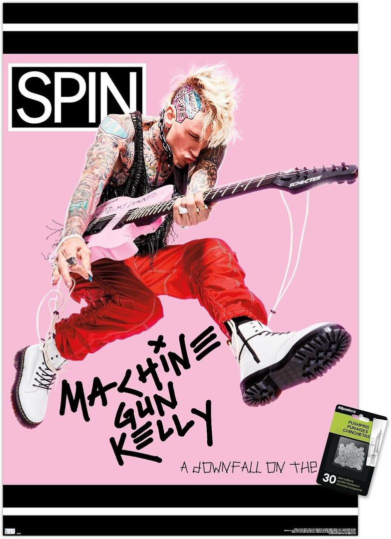 SPIN Magazine - Machine Gun Kelly 20 Wall Poster with Push Pins, 22.375" x 34"