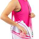 Pickleball Paddle Bag Crossbody style for Women, small pickleball bag with fence hook, lightweight pickleball crossbody bag (White/Pink)
