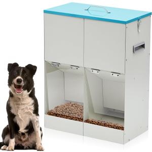 Willinglong Gravity Automatic Dog Feeder for 2 Dogs 46 lbs Capacity Galvanized Metal Self Feeding Dog Food Dispenser Large Breed for Outdoor and Indoor Use