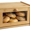 Chirons Pantry Bread Box with Clear View Window, Premium Bamboo Bread Storage for Kitchen Countertop, Farmhouse Organizer with Lid for Brioche, GlutenFree Loaves and Everyday Baked Goods