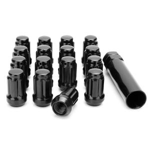 M10x1.25 ATV Lug Nuts for Honda Yamaha Kawasaki Suzuki, 16pcs Black 10mmx1.25 Spline Drive Conical Wheel Lug Nut with 19mm Hex Socket Key for Arctic Can-Am Tuner Quad Quest Bombardier Traxter