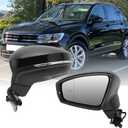 Left Driver Electric Side Mirror Compatible with Volkswagen Tiguan 2018 2019 2020 2021 2022 2023 2024 2025 with Signal Light Heated with Blind Spot Glass Power Glass Manual Folding (6+2 Pins) Black