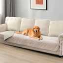 Ameritex Sofa Cover Waterproof for Seats Couch Cover for Dogs Pet Couch Cover Velvet for Chair Loveseat Sofa Machine Washable (Beige, 30x100 Inch)