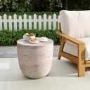 Christopher Knight Home Jaym 15.75" H Indoor Outdoor Accent Side Table, Patio Decorative End Table, Barrel-Shaped Lightweight Concrete Garden Stool for Patio Balcony & Garden Decor, Travertine, 15.50" W x 15.50" D x 15.75" H