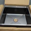 Black 25x22In Stainless Steel Drop In Single Bowl Kitchen Sink With Faucet