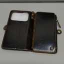 Defencase Compatible with iPhone 17 Pro Case Wallet with RFID Blocking Card Holder for Women Men, Fashion PU Leather Magnetic Snap Flip Zipper Strap Wallet Phone Case for iPhone 17 Pro 6.3", Coffee