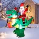 DR.DUDU 7 Ft Christmas Inflatable Santa Claus Ride on Dinosaur, Build-in LED Lights Blow up Christmas Decorations for Outdoor Yard Garden Lawn Holiday Party Decor