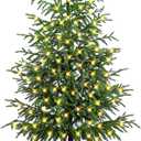 ENVEN 4FT Pre-Lit Artificial Norfolk Pine Christmas Tree Realistic Potted Tree with 100 LED Lights & 8-Function Battery Box, Pre-Assembled Faux Holiday Dcor for Indoor Use