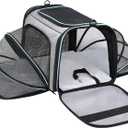 Airline Approved Portable Pet Carrier 2 Sides Expandable Soft-Sided Large Cats Carrier Collapsible Kennel Travel TSA Carrier 4 Doors with Removable Pads and 3 Pockets for Puppy Small Dogs