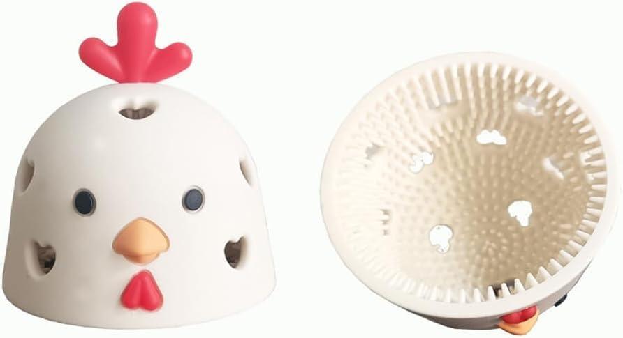 2PCS Silicone Egg Brush Cleaner, Multipurpose Vegetable and Fruit Scrubber Tool for Fresh Eggs, Egg Washer Cleaning Brush Egg Cleaner for Fresh Eggs (White)