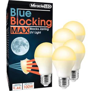 MiracleLED 604672 MAX 4-Pack Blue Blocking Bulb, Amber Glow