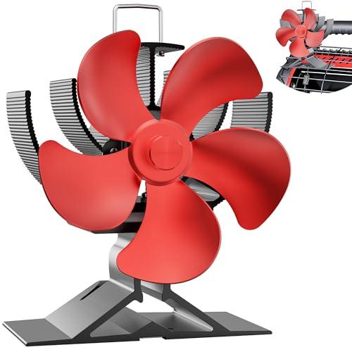 Easywave Wood Stove Fan Non Electric: Heat Powered Fireplace Fan with Slot & Spring Fixed on Propane Heater, Thermoelectric Thermal Fan for Wood Burning Stove/Pellet/Log Burner/Buddy Heater