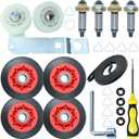 Upgraded 4392067 Dryer Repair Kit with 4 Pack WPW10314173 Drum Roller, 279640 and W10837240 Dryer Idler Pulley, 661570V Dryer Belt, WPW10359272 and WPW10359271 Dryer Drum Shaft.