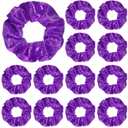 Taiyin 24 Pcs Hair Scrunchies Shiny Metallic Scrunchies Elastic Hair Ties Scrunchy for Women Solid Soft Bands for Gym Dance Party Cheerleading Softball Volleyball Baseball Sport Team Gifts(Purple)