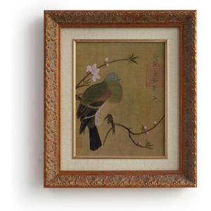 SoochART Gold Wood Framed Canvas Wall Art Vintage Decor, Chinese Bird Painting Prints,8"x10" Picture Frame for Living Room Bathroom Kitchen Bedroom