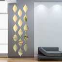 Amyhill 15 Pack Teardop Mirror Stickers Wall Decor Decals Wavy Acrylic Mirror Removable Wall Stickers 3D DIY Art for Living Room Bathroom Home Decoration, 11.8 x 6.6 Inch(Teardrop,Gold)