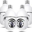 Light Bulb Security Cameras Wireless Outdoor, 5G&2.4GHz 4MP Security Camera 360 PTZ Cameras for Home Security with Color Night Vision, 2 Way Talk, AI Human Detection, Screw in Light Socket, 4Packs (White)