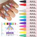 EBANKU 12 Colors Nail Art Pens Set, 3D 0.7MM Nail Polish Pens Quick-Drying Nail Art Acrylic Paint Nail Point Dotting Liner Pen Tools for Home & Salon Nail DIY