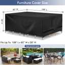 Richwon Patio Furniture Cover, Waterproof Rectangle Outdoor Table Cover, Heavy Duty Sectional Set Protection 108"L x 82"W x 28"H, Black