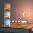 Primo Lines Now Playing Vinyl Record Stand,Light Up Wooden Vinyl Record Holder Display with Acrylic Plane, 3-Color Temperature Stepless Dimmable Lighting Vinyl Stand for Albums, cd, Ipad