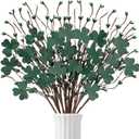 20Pcs St Patricks Day Decorations Shamrock Picks Decor Artificial Floral Stems for Party Table Centerpiece