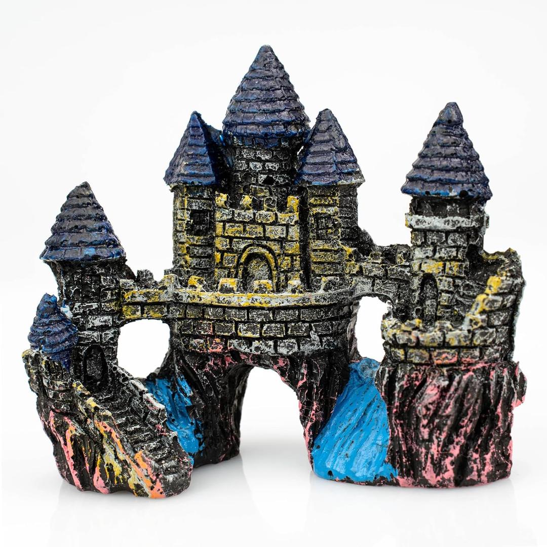 Fish Tank Decorations,Vintage Castle Cave Hideouts & Resin Aquarium Decorations,Fish Tank Accessories, Safe for Betta Fish (3.2*6.0*5.1inch)