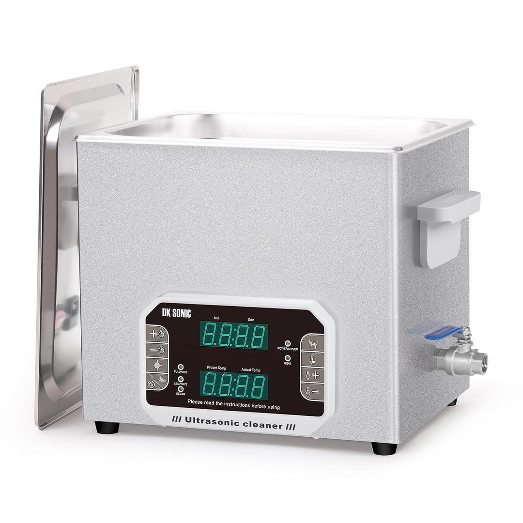 DK SONIC Professional Ultrasonic Cleaner 10L, 240W Heavy-Duty Sonic Cleaner with Timer,Heater&Touch Control, Multi-Application for Motorcycle Engines, Carburetors, Chains (Include Basket)