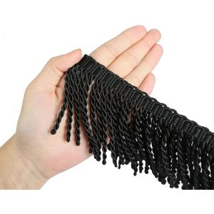 BEL AVENIR Curtain Fringes Bullion Fringe Trim with Blue Ribbon 5.3 Yard x 3 Inches Fabric Trims Sewing DIY Decoration for Curtain Sofa Clothes