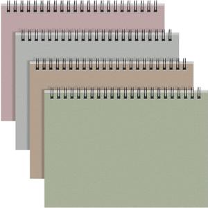 Resurhang 4 Pcs 8.66 x 11.69 Inch Top Bound Spiral Notebooks Horizontal A4 Office Steno Book 5mm-Squared Durable Spiral White Paper 70 Sheets for Business (Morandi)
