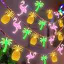30 LED [ 8 Modes & Timer ] 16Ft Summer Tropical Beach Hawaiian String Lights Tropical Flamingo Pineapple Palm Tree Fairy Lights Battery Operated for Party Beach Pool Summer Decor