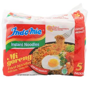 Indomie Mi Goreng Instant Stir Fry Noodles, Halal Certified, Original Flavor, 5 Count - Pack of 6 (EXP 02/11/27)