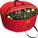 30x12 inchs Wreath Storage Container,Red Double storage bag,Heavy Duty 600D Oxford Cloth,Garland Wreaths Container For Xmas Holiday Wreaths Storage Holder