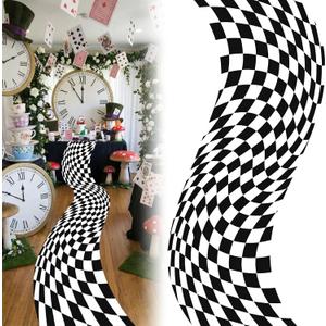 Tinideya Black & White Party Decoration 118 x 39 Aisle Runner Carpet for Wonderland Decorations Baby Shower Tea Party Backdrop