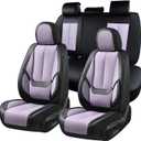Coverado Seat Covers, Car Seat Covers Full Set, Leather Seat Covers for Cars, Car Seat Protector, Black Car Seat Covers Front Seats and Back Seats Universal Fit for Most Cars Purple