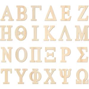 8 Inch 60 Pieces Wooden Greek Letters Crafts Unfinished Wood Greek Alphabets for Sorority/Fraternity/DIY Project/Learning/Wall Decor