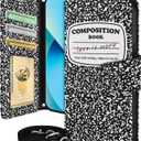 Buleens for iPhone 13 ProMax Wallet Case for Women - with Card Holder for iPhone 13 ProMax Flip Case Leather Crossbody Cute Aesthetic i Phone 13ProMax Case with Strap for Girls Girly, BK WH Notebook
