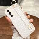 MOWIME Compatible with Samsung Galaxy S21 Case with Wrist Strap, Cheetah Print Shockproof Soft TPU Protective for Women Girls, Slim Anti Scratch Case for Galaxy S21 6.2 Inch, White