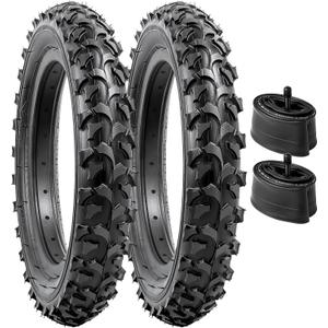 YUNSCM 2-PCS 12.5" Kid Bike Tires 12 X 2 (62-203) and 12.5" Bike Tubes Schrader Valve Compatible with Mountain Bike 12 1/2 X 2 1/4 Bike Tires and Tubes (Y-602)