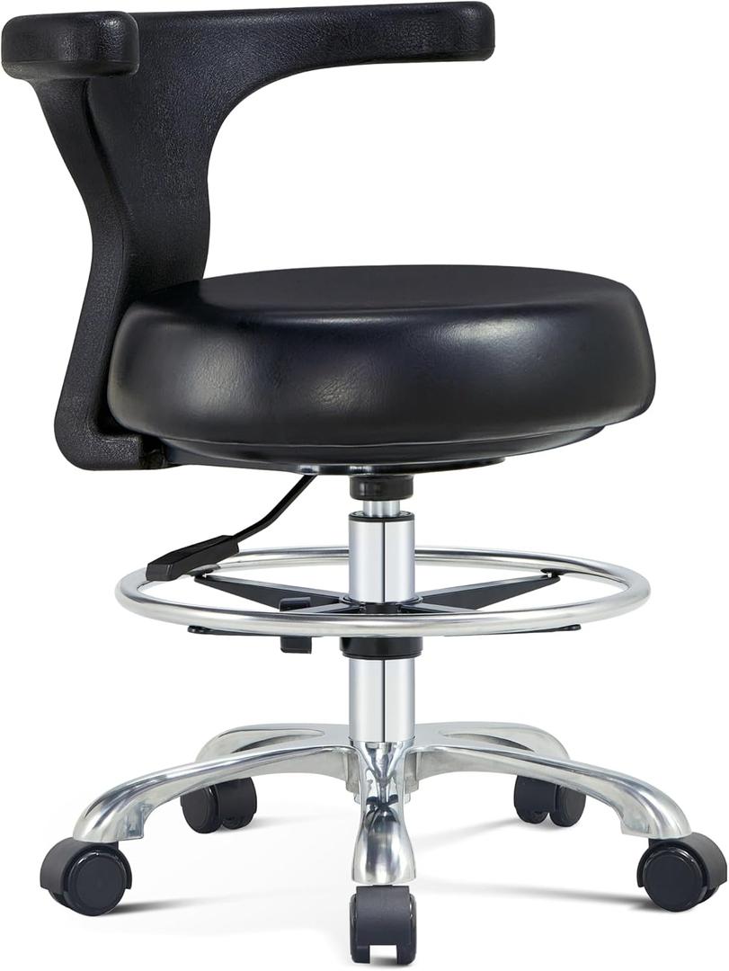 Ergonomic Home Office Desk Chair - Adjustable Task Chair with Lumbar Support, Foot Ring and Rolling casters for Computer,Hospital,Clinic,Dental Hygienist