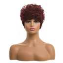 MOONSHOW Short Pixie Wigs for Black Women Wine Red Pixie Cut Wig Burgundy Short Curly Wigs for Black Women Synthetic 99J Color Short Hair Wig for Women Wine Red Layered Pixie Wigs(Burgundy)