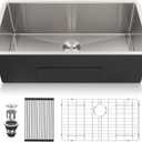 Lordear 36 inch Undermount Kitchen Sink 16 Gauge Large Stainless Steel Single Bowl Under Counter Kitchen Sinks Deep Basin 36x19x10 Inch Handmade (36"x19")