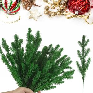 30 Pcs Artificial Pine Branches, Christmas Green Plants Branch Faux Greenery Stem Fake Pine Picks for Garland Wreath Christmas Craft Supplies and Home Garden Decor