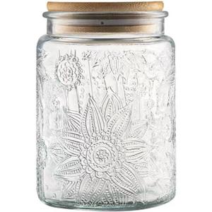 ANSQU Vintage Glass Jar with Lid, 23.7oz Airtight Glass Storage Canister Glass Food Storage Containers for Kitchen Counter, Pantry, Decorative Jar for Coffee, Tea, Sugar, Candy Cute Jar