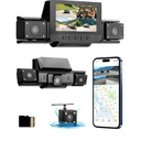 4 Channel Dash Cam 360 View Front Rear Left Right Car Camera,GPS and 5GHz Band WiFi,APP Control,GSensor,24H Parking Mode,8PCS IR Lights Night Vision,Wide Angle,WDR,Included Free TF Card