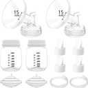 15mm Pump Parts Compatible with Spectra S1/S2/9 Plus,Spectra Replacement Pump Parts,Full Set Replace Include 15mm Flange, Duckbill Valve, Backflow Protector, Tubing and Bottle