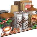 Coffee Bar Organizer, Acrylic Coffee Station Storage Kit for Countertop, Coffee Bar Accessories Organizer with Handle for Kcup Coffee Pods Sugar Syrup Condiment, Office Breakroom Snack Holder